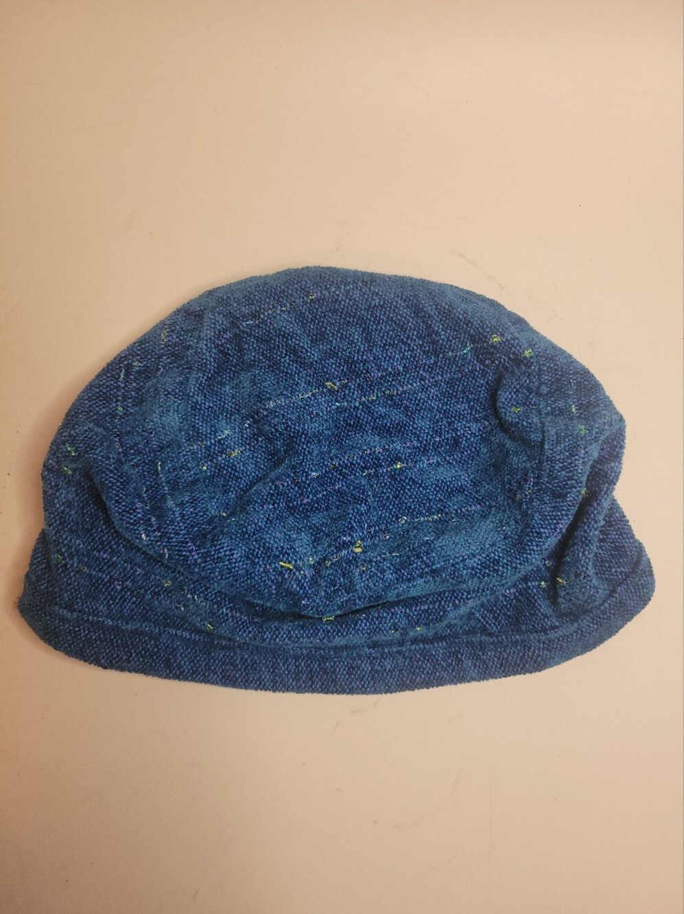HandWoven Barefoot Handweavers Chenille Peacock Blue Hat